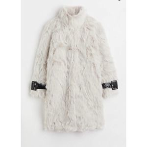 H&M - Women Faux Fur Coat / size S / White / NWOT